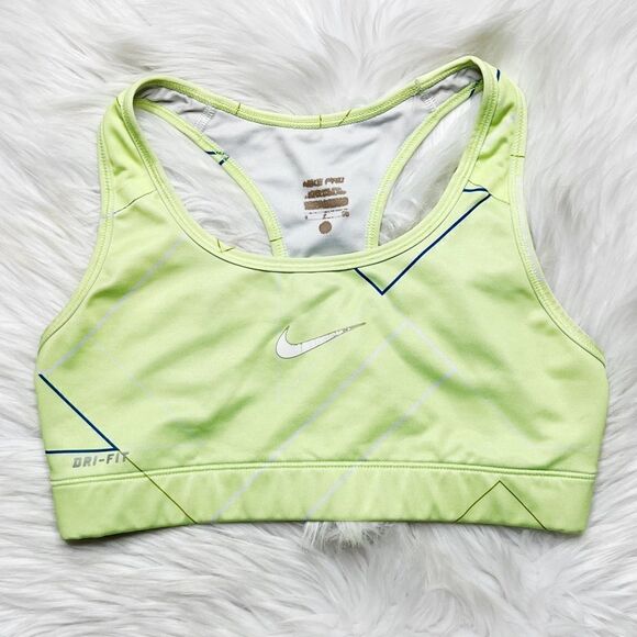 Nike Dri-Fit Geometric Triangles Racerback Sports Bra Neon Yellow Small - Picture 3 of 5